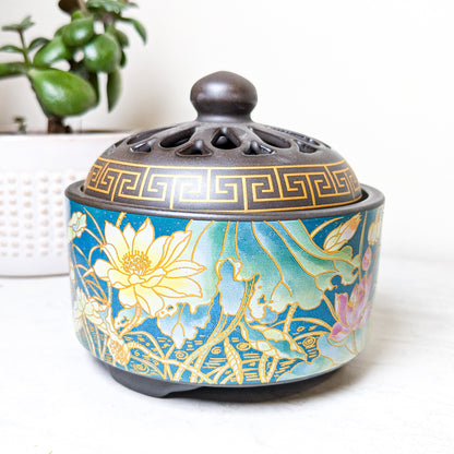Ceramic Incense Burner | Lotus Garden | Dancing Dragon