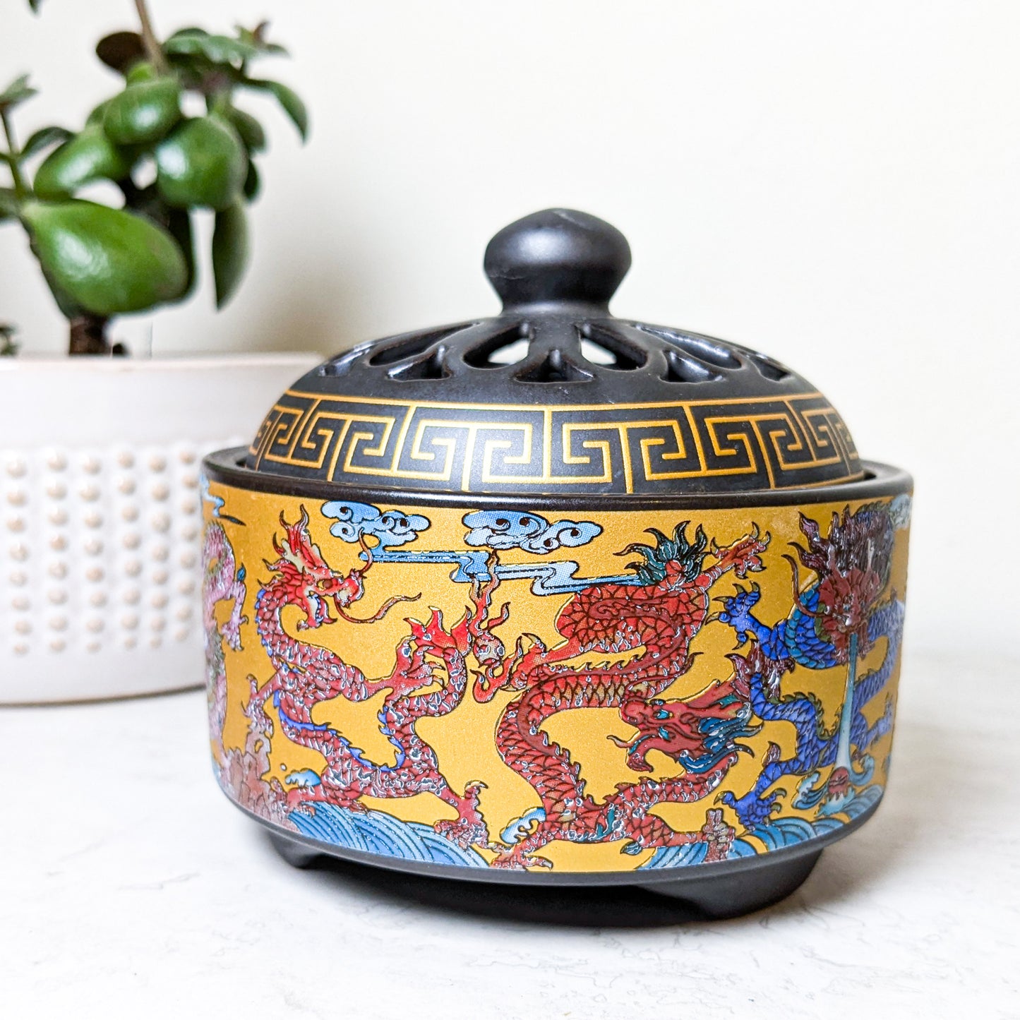 Ceramic Incense Burner | Lotus Garden | Dancing Dragon