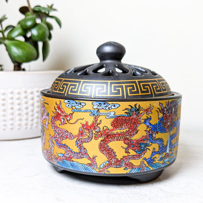 Ceramic Incense Burner | Lotus Garden | Dancing Dragon
