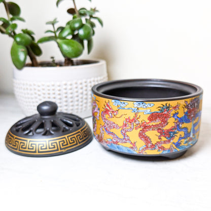 Ceramic Incense Burner | Lotus Garden | Dancing Dragon
