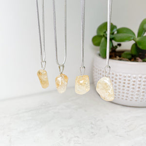Citrine Pendant with Silver Chain