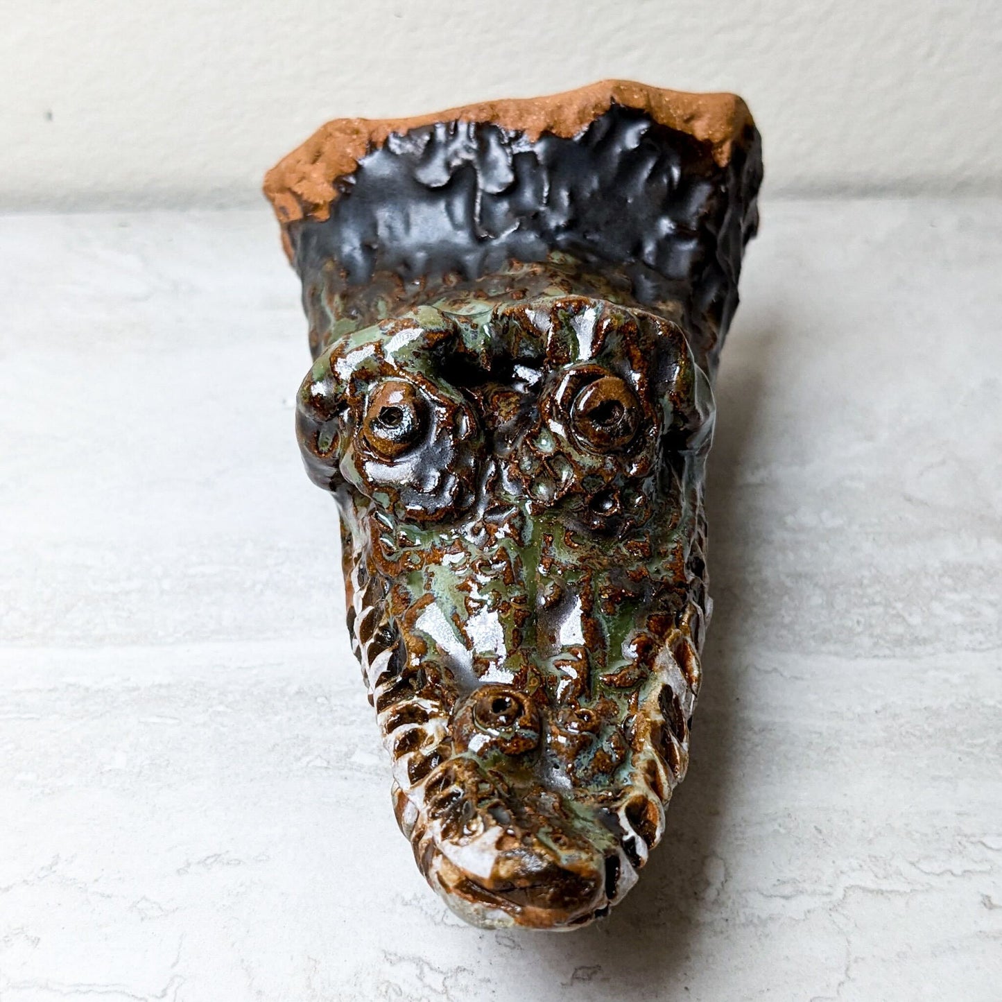 Handmade Ceramic Gator Head Wall Mount | Local Artist, Cate Tylor