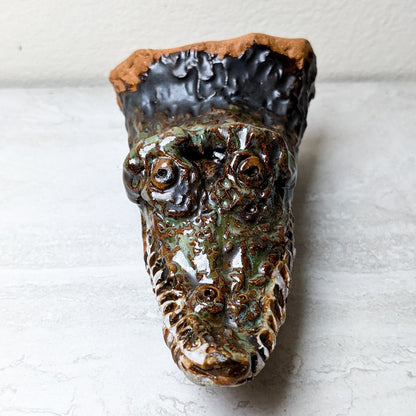 Handmade Ceramic Gator Head Wall Mount | Local Artist, Cate Tylor