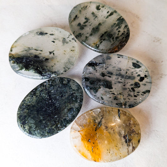 Clinochore Quartz Worry Stones
