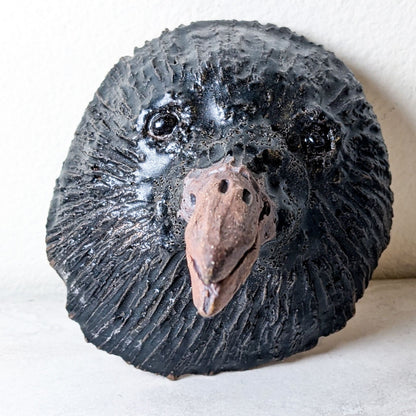 Handmade Ceramic Crow Face Wall Mount | Local Artist Cate Taylor