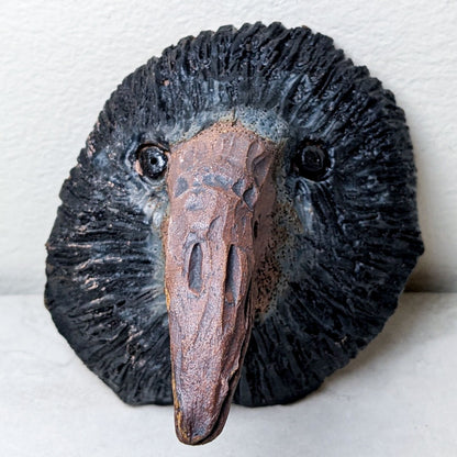 Handmade Ceramic Crow Face Wall Mount | Local Artist Cate Taylor