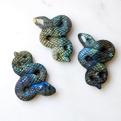 Carved Crystal Snakes 2"