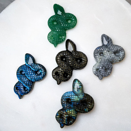 Carved Crystal Snakes 2"