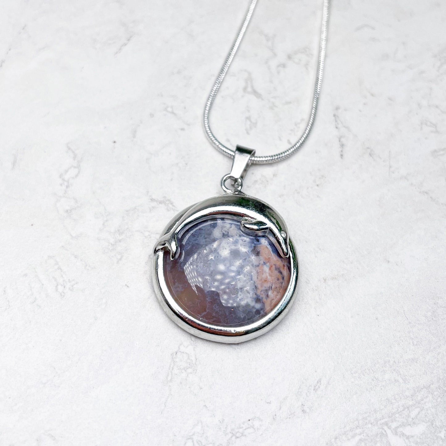 Dolphin Crystal + Silver Pendant Necklace