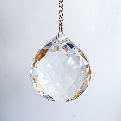 Hanging Crystal Faceted Sphere with Chain