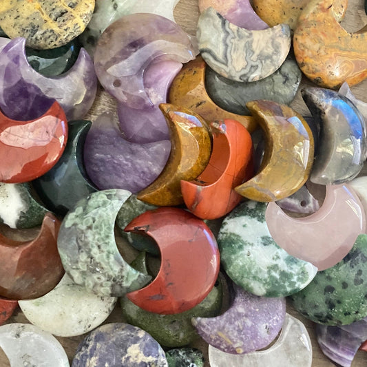 Assorted Crystal Half Moon Carvings