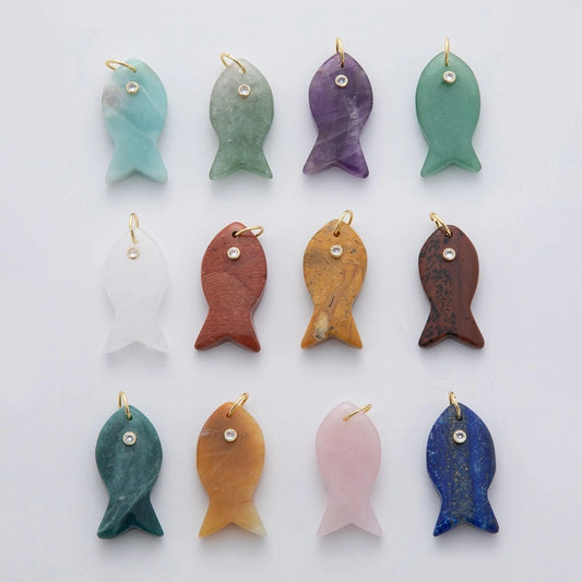 Crystal Mini Fish Charms | Lapis | Amethyst | Green Aventurine & More