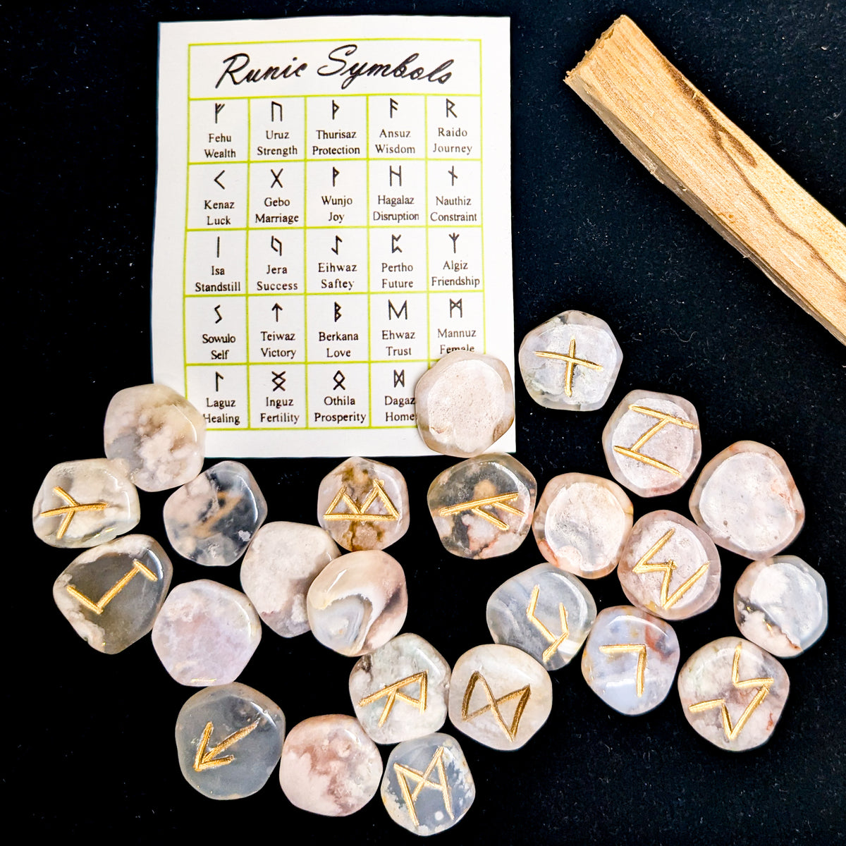Crystal rune set in flower agate, at Ordinary Magic in Savannah, GA.