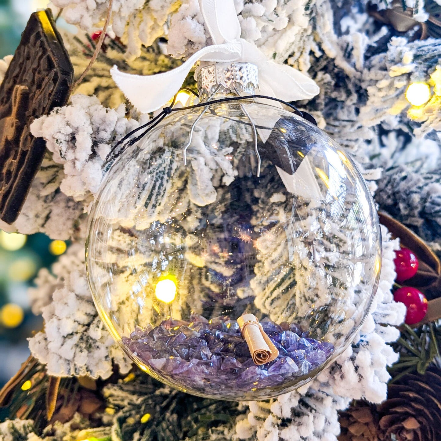 Manifestation Christmas Bauble Ornament Kit | Various Crystals