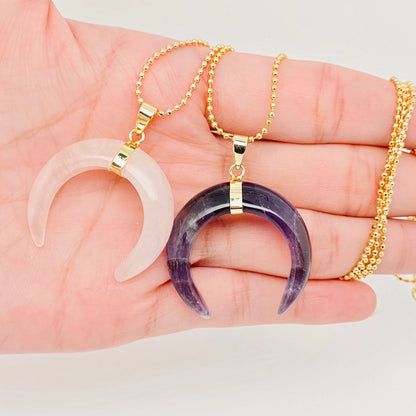 Crystal Moon Pendant Necklace