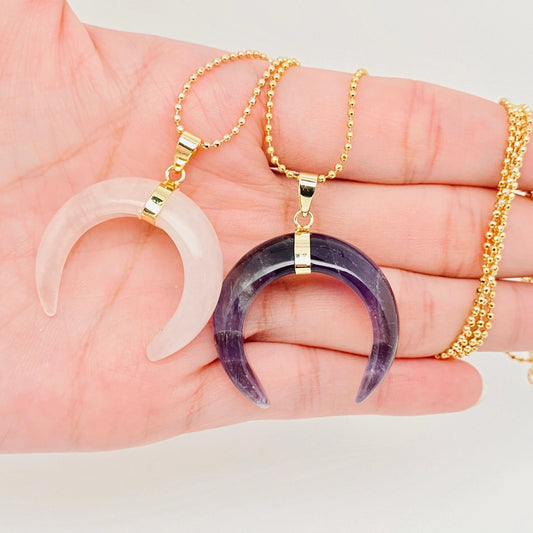 Crystal Moon Pendant Necklace