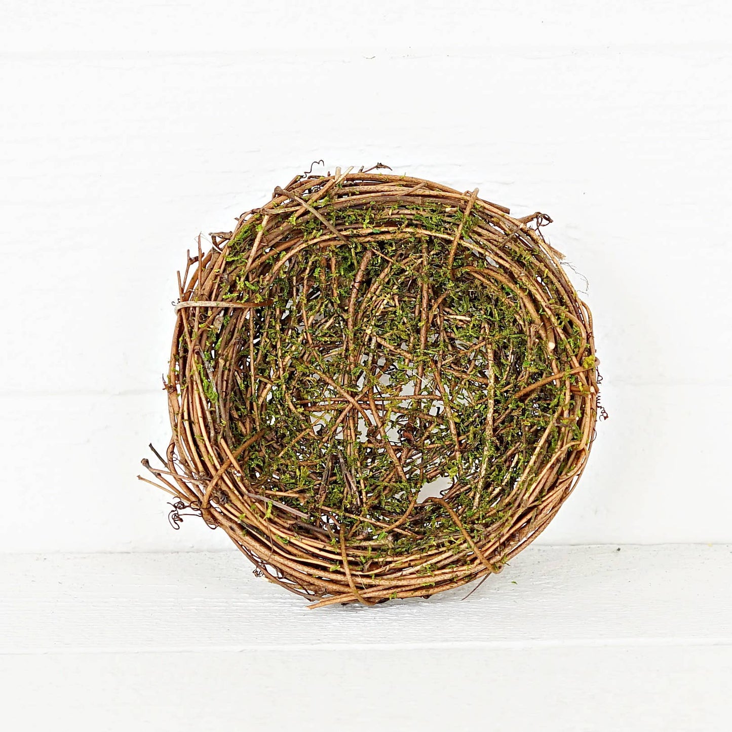Twiggy Bird Nest with Moss – 6" Diameter