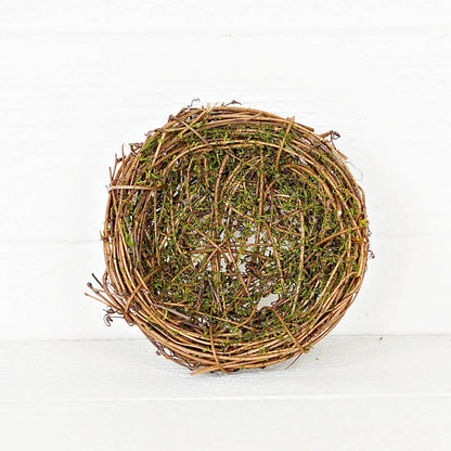 Twiggy Bird Nest with Moss – 6" Diameter