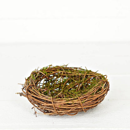 Twiggy Bird Nest with Moss – 6" Diameter