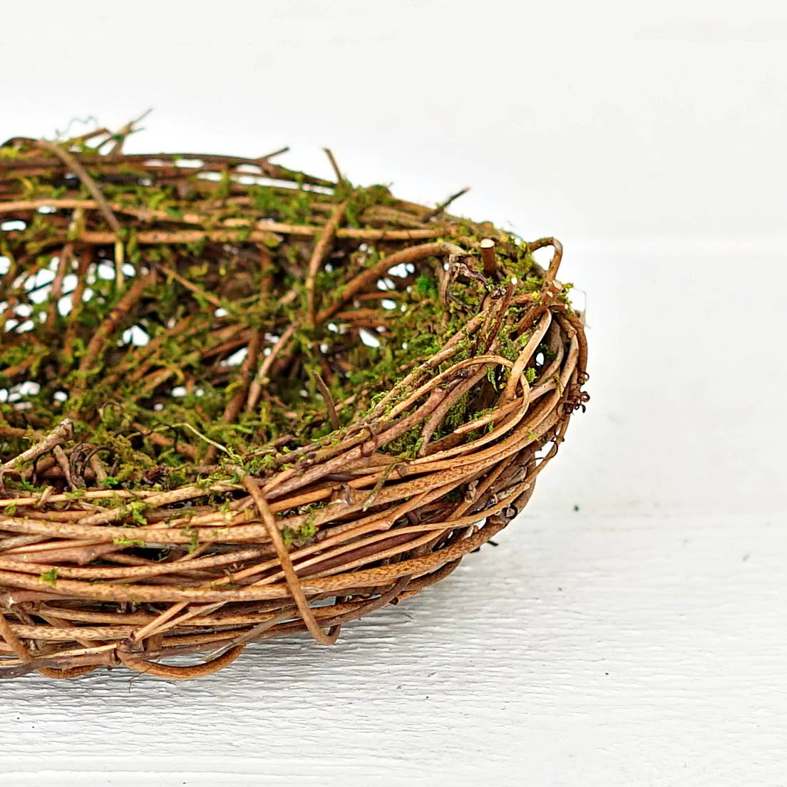 Twiggy Bird Nest with Moss – 6" Diameter