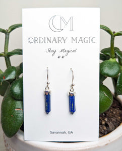 Sterling Silver Dangly Lapis Lazuli Earrings