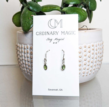 Moldavite Silver Dangle Earrings