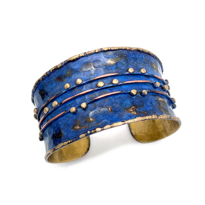 Dark Blue River- Brass Patina Cuff Bracelet