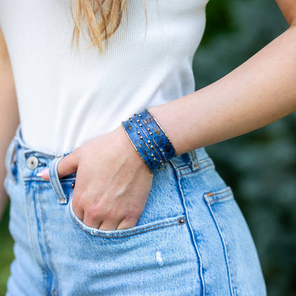 Dark Blue River- Brass Patina Cuff Bracelet