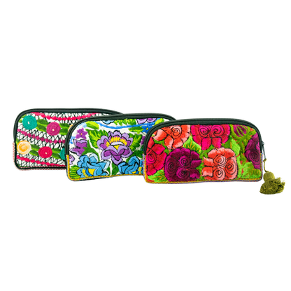 Up-cycled Half Moon Huipil Lipstick/Coin/Card Bag - Guatemala: Small