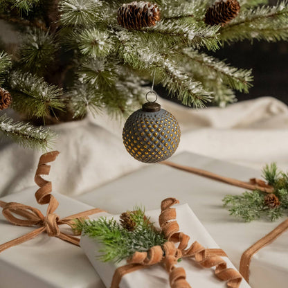 Gold & Grey Kugel Ornament – 3" Mystical Décor