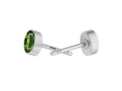 Natural Moldavite Faceted Stud Sterling Silver Earrings