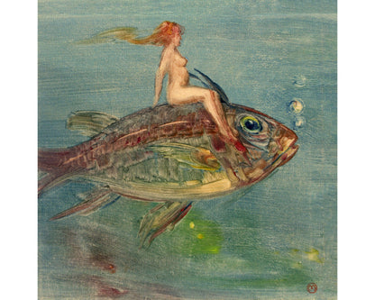 Woman riding a fish print | Xavier Martinez
