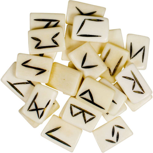 Bones Rune Set with Embroidered Velvet Pouch