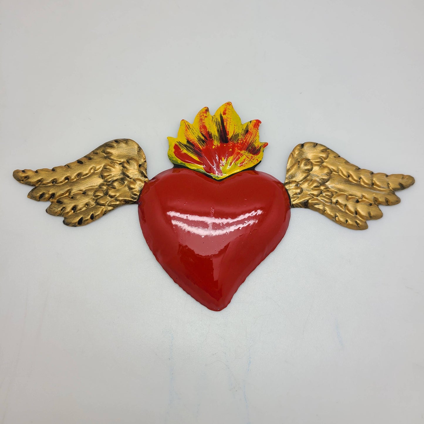 Hand-Painted Tin Heart w/ Wings