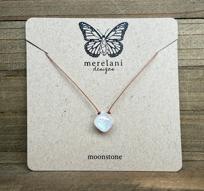 Moonstone Cushion Cut Diamond Necklace