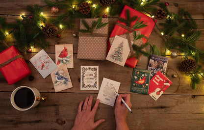 Merry Christmas Wreath of Birds Gift Tag - Bird & Butterfly Wildflower Seed Pack