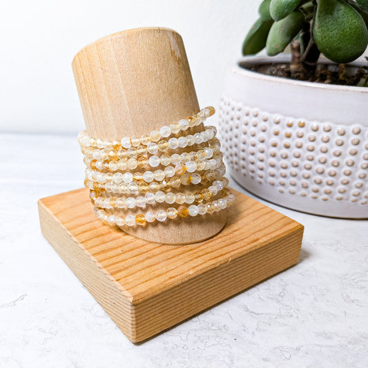 4mm Faceted Citrine Beaded Bracelet