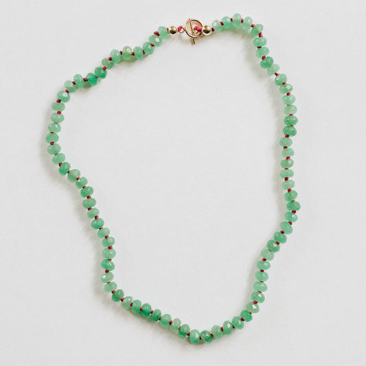 Natural Aventurine + 14KGold Filled Toggle Gemstone Necklace