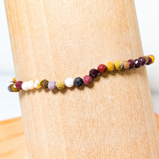 4mm Faceted Mookaite Jasper Beaded Bracelet