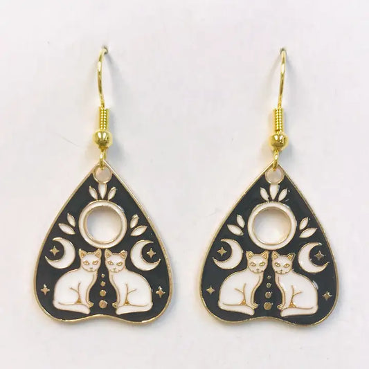 Ouija Twin Cat Earrings