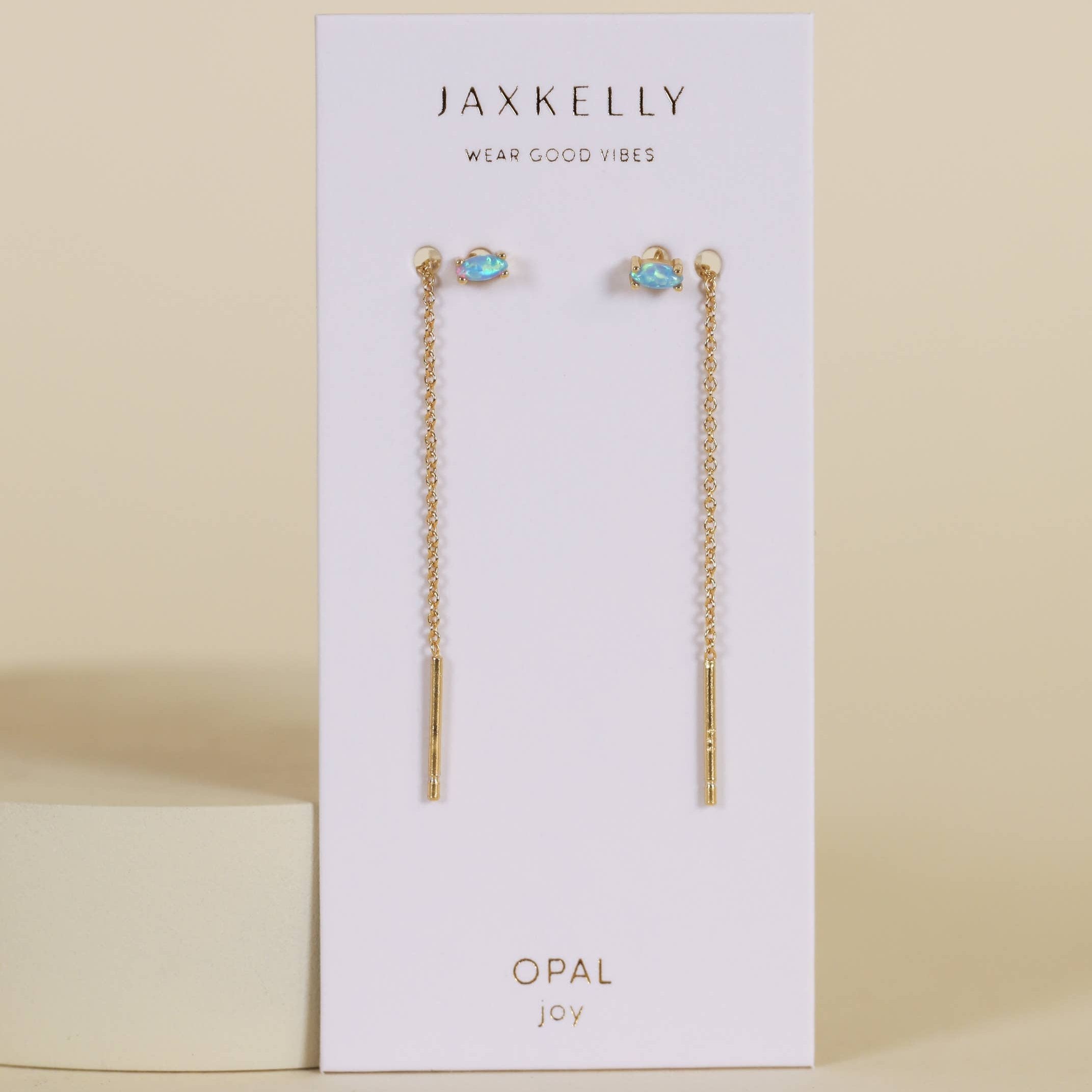 Studded Threader Earrings - Blue Fire Opal | Jax Kelly