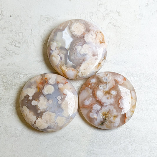 Flower Agate Circle Palmstones