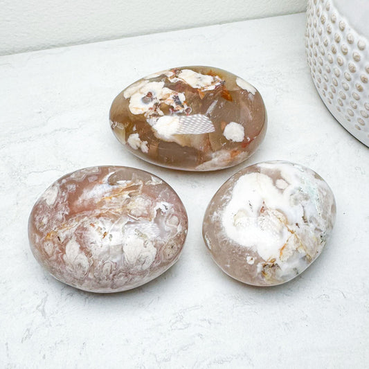 Flower Agate Palmstones 2"