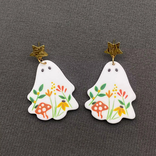 Halloween Acrylic Flower Ghost Earrings