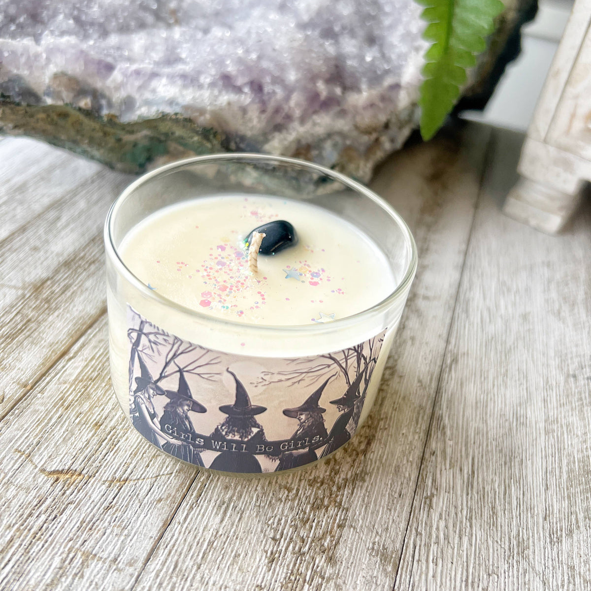 Girls Will Be Girls soy candle by Lunastry, second view, at Ordinary Magic in Savannah, GA.