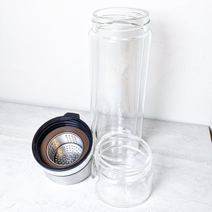 Double-Wall Glass Tea Infuser Bottle – 450 ml