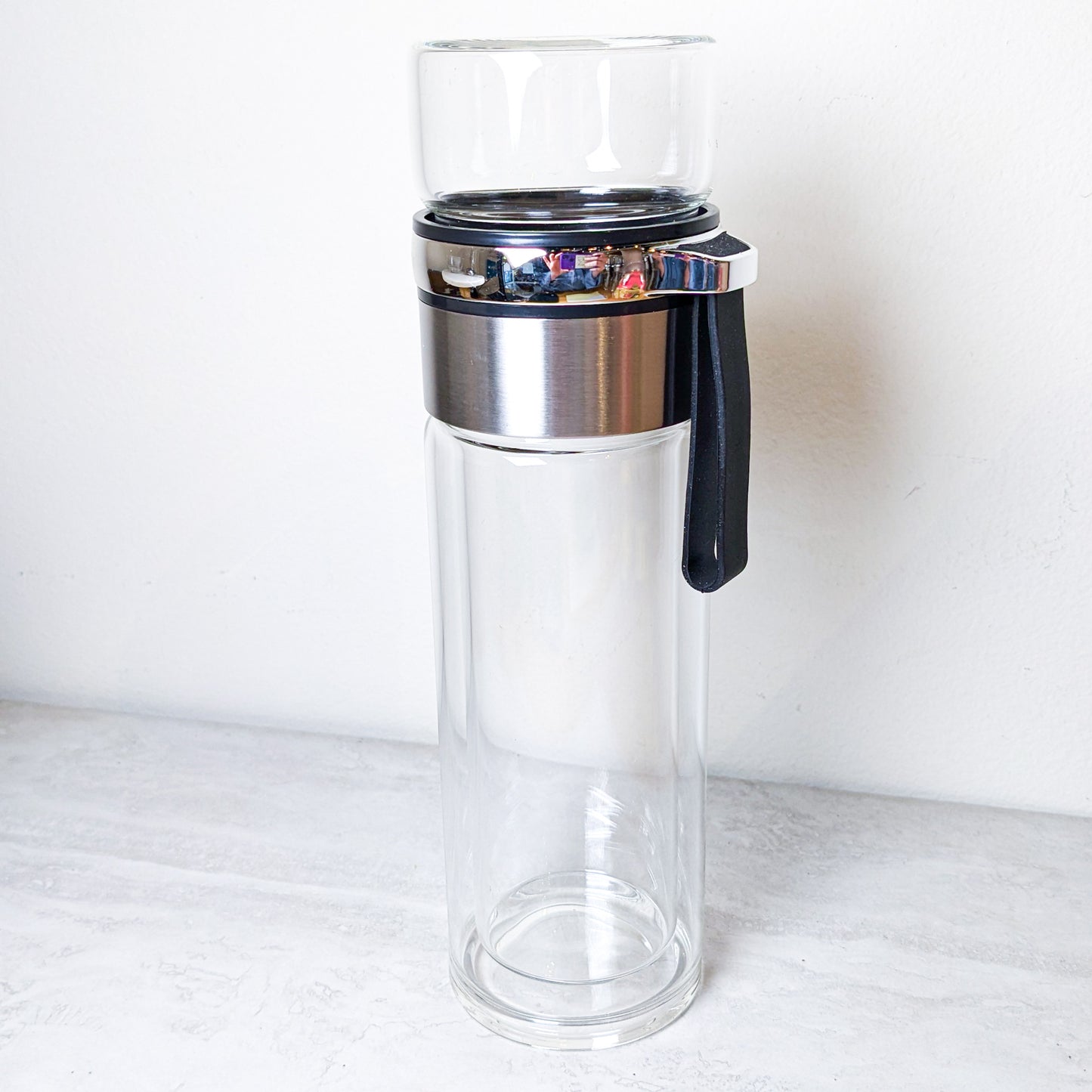 Double-Wall Glass Tea Infuser Bottle – 450 ml