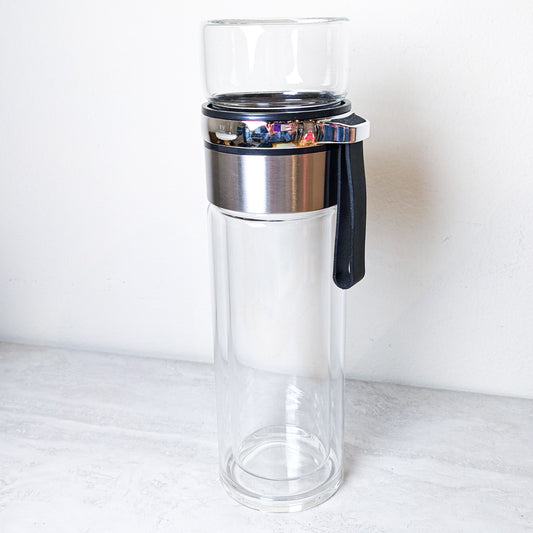 Double-Wall Glass Tea Infuser Bottle – 450 ml
