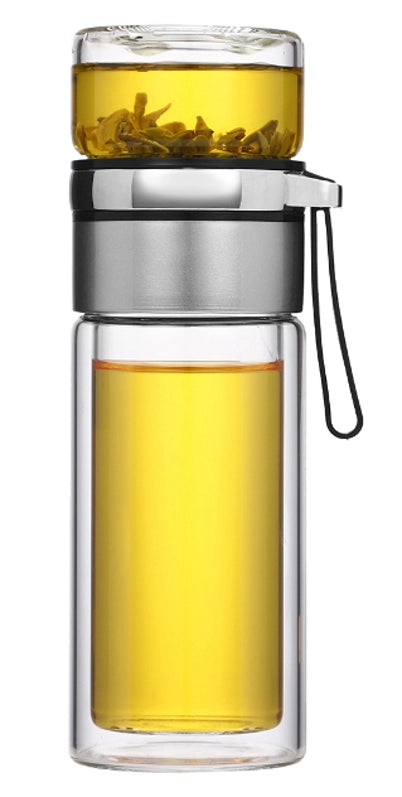 Double-Wall Glass Tea Infuser Bottle – 450 ml