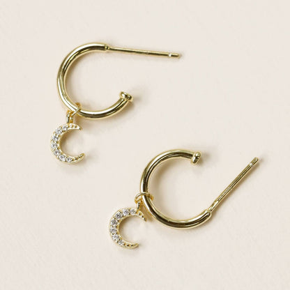 Gold Hoop Earrings - Crescent Moon | Jax Kelly